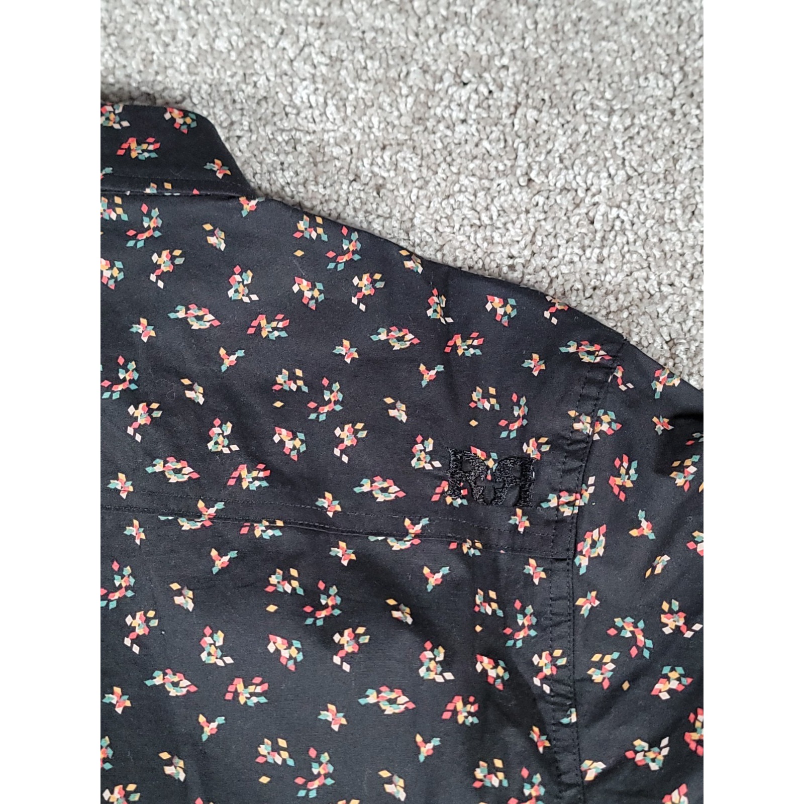 Nwt Rock Revival Button Down Shirt Large Black Wool Blend Geometric Print Grunge — image 8 of 8